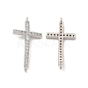 Brass Micro Pave Clear Cubic Zirconia Connector Charms KK-E068-VB331-2