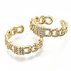 Brass Micro Pave Clear Cubic Zirconia Cuff Rings RJEW-S045-011G-NR-2
