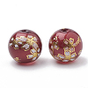 Flower Picture Printed Glass Beads GLAA-Q071-02-2