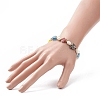 Millefiori Glass Heart & Natural Pearl Beaded Stretch Bracelet for Women BJEW-JB09139-3