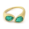 Ion Plating(IP) 304 Stainless Steel Rhinestone Teardrop Cuff Open for Women RJEW-N046-04B-G-2