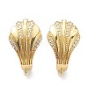 Shell Shape Brass Micro Pave Clear Cubic Zirconia Hoop Earring Findings with Latch Back Closure EJEW-A058-24G-2