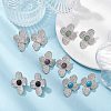 Natural Mixed Gemstone Flower Stud Earrings EJEW-JE05319-02-4