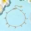 Natural Cultured Freshwater Pearl Rondelle Tassel Anklets AJEW-AN00718-1