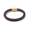 Microfiber Leather Braided Round Cord Bracelet with 304 Stainless Steel Clasp for Men Women BJEW-C021-11-3