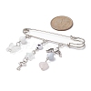 Natural Mixed Gemstone & Acrylic Butterfly & Wing Charms Safety Pin Brooch JEWB-BR00099-2