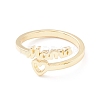 Word Mom Heart Cuff Ring KK-K262-04G-2