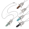 Natural & Synthetic Mixed Gemstone Bullet Pendant Necklace NJEW-JN04513-1