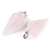 Natural Rose Quartz Gemstone Pointed Pendants G-K384-01P-02-2