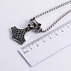 Vintage 304 Stainless Steel Wolf Flower Hammer Pendant Necklaces for Men DY0439-2