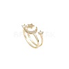 Brass Micro Pave Clear Cubic Zirconia Open Cuff Rings for Women FS-WGCF28E-01-5