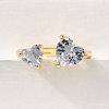 Brass Micro Pave Cubic Zirconia Cuff Rings for Women RJEW-F181-10G-01-4