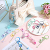 10Pcs 10 Colors Gradient Color Alloy Beadable Bar Keychain for DIY Crafts Jewelry Making KEYC-SC0001-19-4