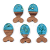 Transparent Resin & Walnut Wood Pendants RESI-S389-053B-B03-1