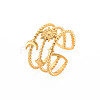 Ion Plating(IP) 304 Stainless Steel Sun and Moon Open Cuff Ring for Women RJEW-S405-152G-3