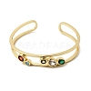 Flat Round Brass Micro Pave Cubic Zirconia Double Layer Cuff Bangles for Women BJEW-K274-16G-4