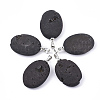 Electroplate Natural Druzy Geode Agate Pendants G-S344-60B-01-1