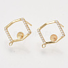 Brass Micro Pave Clear Cubic Zirconia Stud Earring Findings KK-T054-55G-NF-1