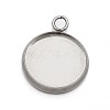 Flat Round 304 Stainless Steel Pendant Cabochon Settings X-STAS-N073-02-1