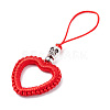 Heart Braided Nylon Cord Mobile Accessories HJEW-JM00607-04-3