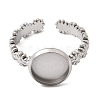 Flower 304 Stainless Steel Cuff Ring Components STAS-P454-05B-P-2
