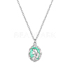 French Vintage Stainless Steel Princess Fish Tail Double-sided Relief Pendant Necklace. FK0425-2-1