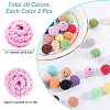 40Pcs 20 Colors Organic Wool Fabric Beads FIND-SC0009-18-2