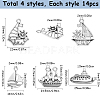 56Pcs 4 Styles Tibetan Style Alloy Pendants PALLOY-SC0004-35-2