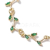 Brass Pave Green Cubic Zirconia Branch Links Bracelets for Women BJEW-JB10261-3