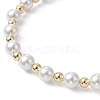 4Pcs 4 Style Natural Pearl & Brass Beaded Stretch Bracelets Set for Women BJEW-JB09662-01-4
