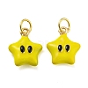 Star Rack Plating Brass Enamel Charms X-KK-Q804-07G-1