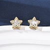 Brass Micro Pave Clear Cubic Zirconia Stud Earrings EJEW-C174-02C-G-1