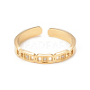Crystal Rhinestone Oval with Square Open Cuff Ring RJEW-I096-20G-2
