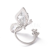 Butterfly with Flower Clear Cubic Zirconia Cuff Ring RJEW-D117-04P-3