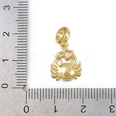 Brass Pave Clear Cubic Zirconia and Imitation Pearl European Dangle Charms KK-C114-15G-1