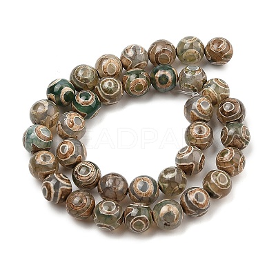 Natural Tibetan 3-Eye dZi Agate Beads Strands G-A240-A03-01-1