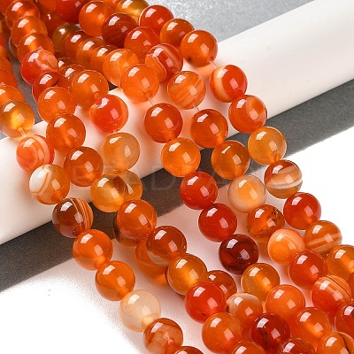 Natural Striped Agate/Banded Agate Beads Strands G-Z060-A01-B17-1