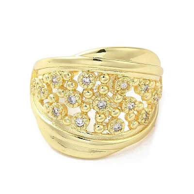 Rack Plating Brass Micro Pave Cubic Zirconia Finger Ring RJEW-C072-26G-1