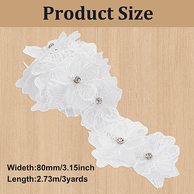 Double Layer Polyester Flower Lace Ribbons DIY-WH0656-60C-1