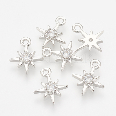 Brass Cubic Zirconia Charms ZIRC-Q002-143P-1