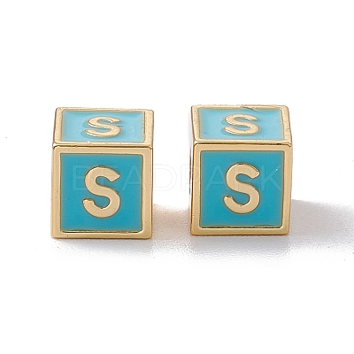 Rack Plating Brass Enamel Beads KK-B060-04G-06S-1
