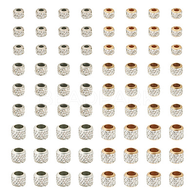 90Pcs 6 Styles Alloy Rhinestone Clay Pave Beads ALRI-TA0001-29-1