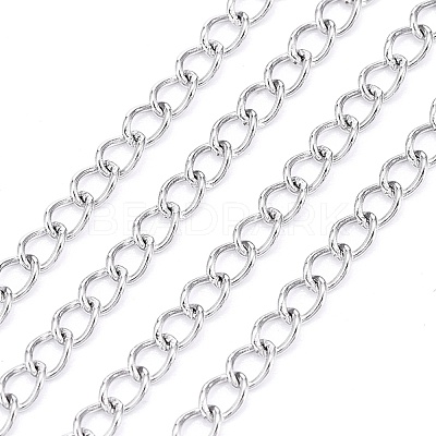 Non-Tarnish 3.28 Feet 304 Stainless Steel Curb Chains X-CHS-F006-04A-P-1