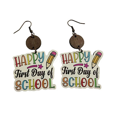 Teachers' Day Printed Wooden Dangle Earrings for Teachers FS-WG20E88-11-1