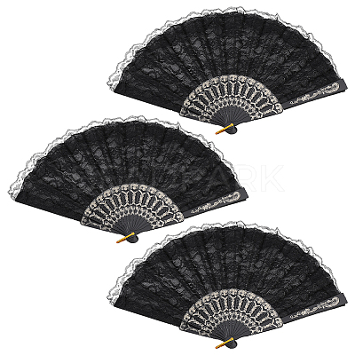 Plastic & Lace Folding Fan AJEW-WH0709-241B-1