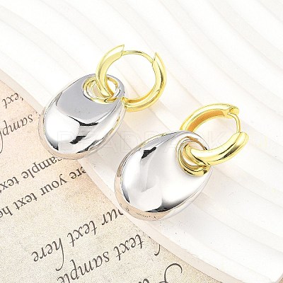 Oval Brass Hoop Earrings for Women EJEW-U057-06A-04GP-1