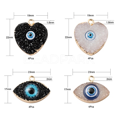 16Pcs 2 Style Druzy Resin Pendants RESI-LS0001-17-1