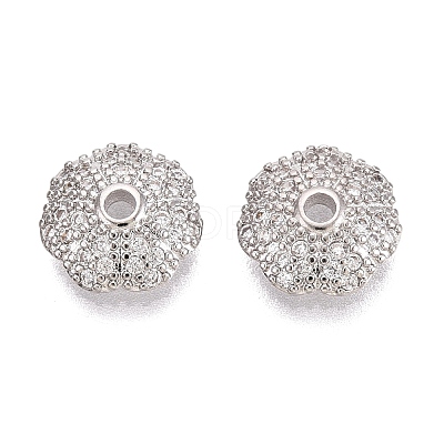 Brass Micro Pave Clear Cubic Zirconia Bead Caps KK-Q071-17P-02-1