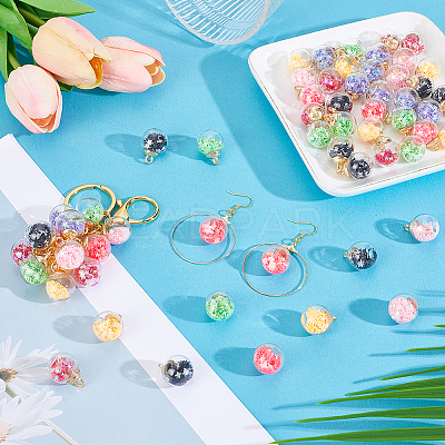70Pcs 7 Colors Luminous Glass & PVC Paillette & Alloy Pendants FIND-PH0027-31-1