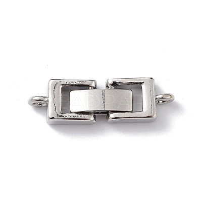 Rack Plating Brass Fold Over Clasps with Loops KK-L184-89P-1